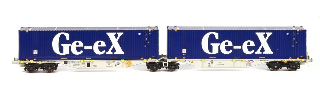 B-models 55.102  HO Container Cars Sggmrss 90, CH-HUPAC"GE-EX"