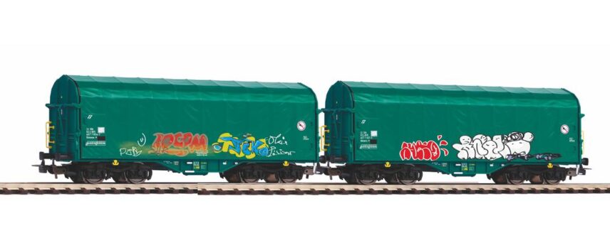 Piko 58379  2 Piece Set  Sliding tarp wagon of the FS