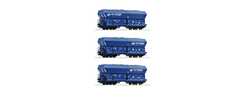 Roco 76046  3 piece set self unloading hopper wagons, PKP Cargo