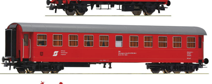 Roco 76050  3 piece set construction/maintenance train wagons, ÖBB