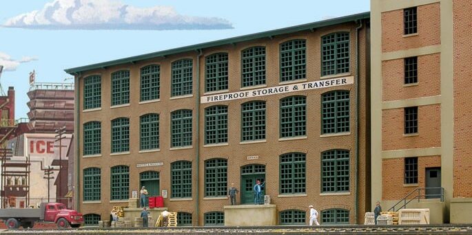 Walthers Cornerstone 3189  Fireproof Storage and Transfer Background Building