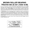 Micro Trains 00325031 (1030-10B)   N Brown Roller Bearing Trucks w/ short ext. couplers (10 pr)
