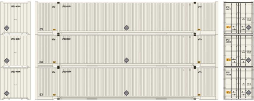 Athearn 26672  53’ Jindo Containers, UPSU (3 Pack)