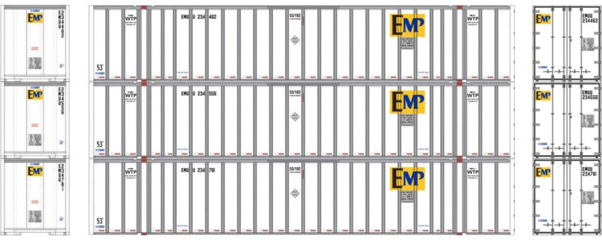 Athearn 17651  53’ Stoughton Container, EMHU (3 Pack)