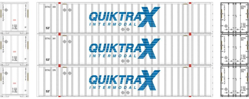 Athearn 72782  53’ Stoughton Container, QTXU (3 Pack)