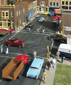 Walthers Cornerstone 3195  HO Asphalt Street System - Straight Sections pkg(10) with Accessories