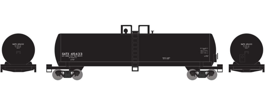 Athearn 13703   N 50′ RTC 20,000 Gallon Tank Car, GATX Early #45433