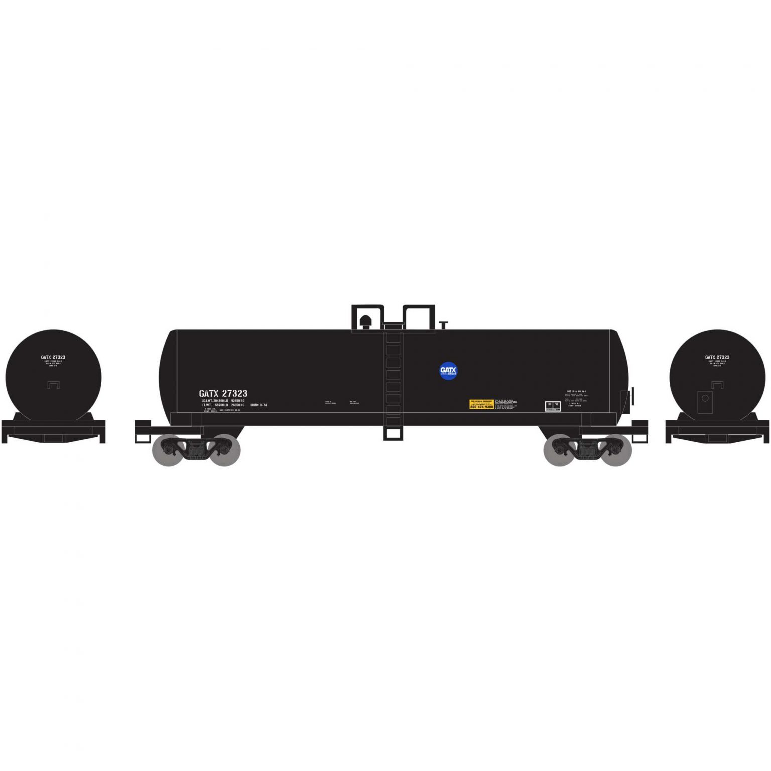 Athearn 13707   N 50′ RTC 20,000 Gallon Tank Car, GATX Service Driven #27323