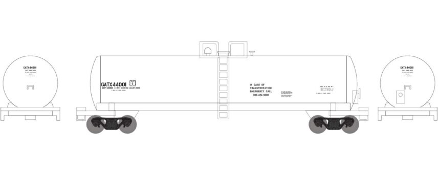 Athearn 13715   N 50′ RTC 20,000 Gallon Tank Car, GATX White #44001