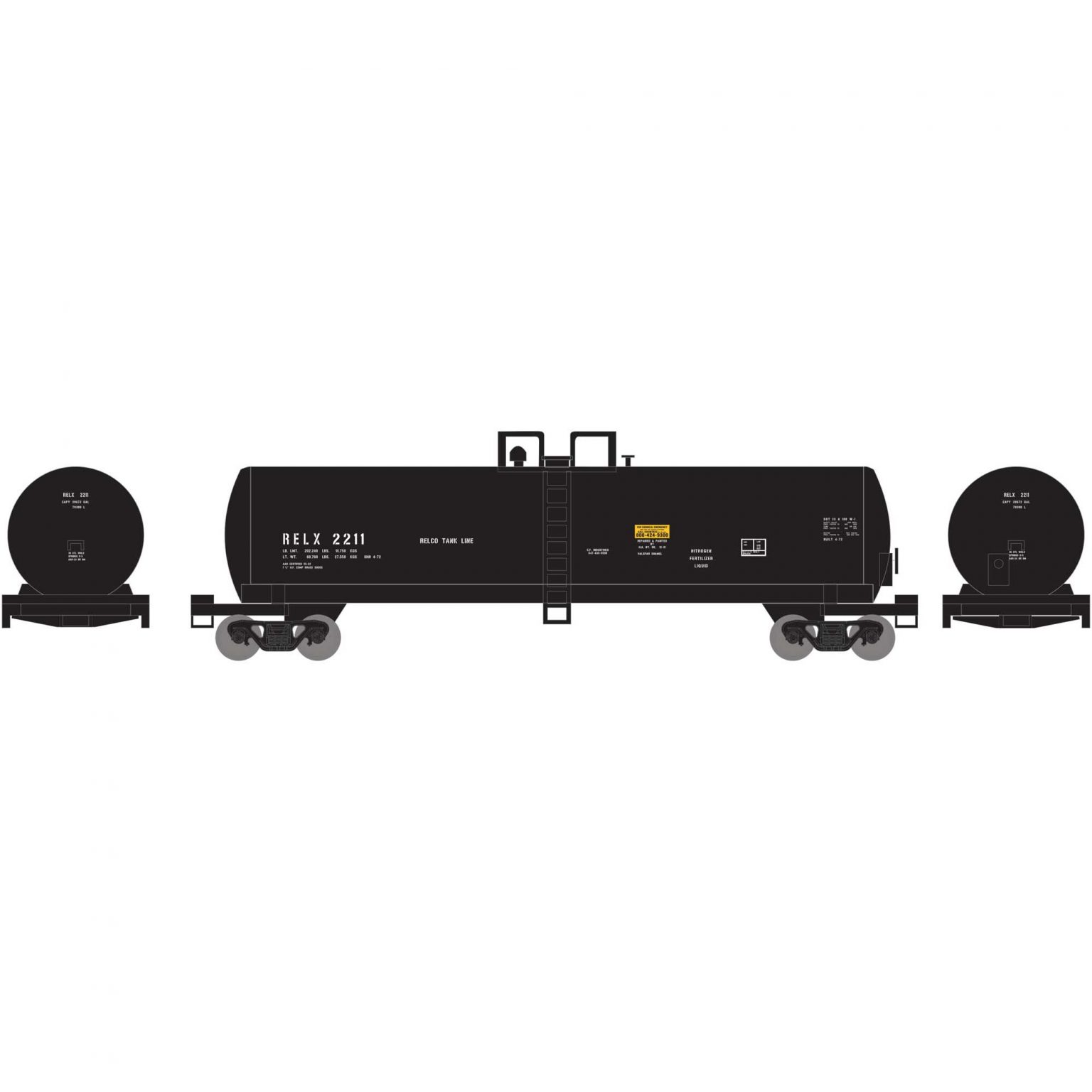 Athearn 13723   N 50′ RTC 20,000 Gallon Tank Car, RELX #2211