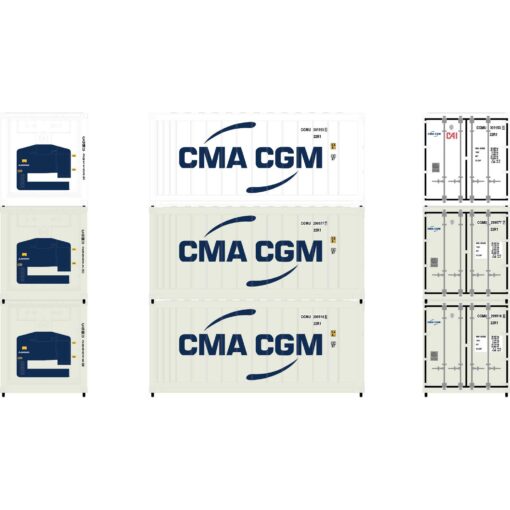 Athearn 17728  N 20’ Reefer Container, CMA CGM (3 Pack)