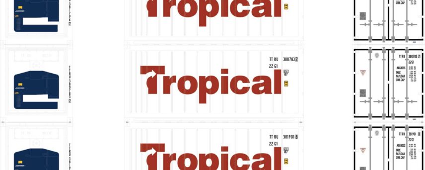 Athearn 17729  N 20’ Reefer Container, Tropical (3 Pack)