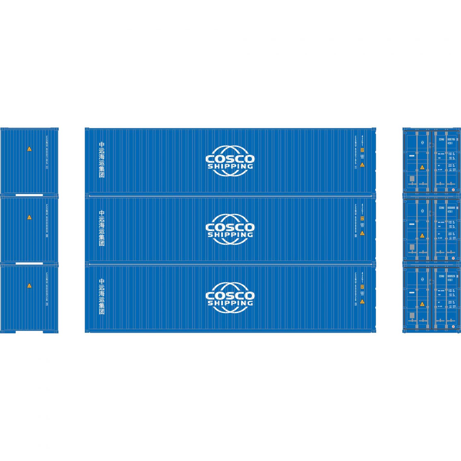 Athearn 17436  N 40' Corrugated HC Container, Cosco  (3 Pack)