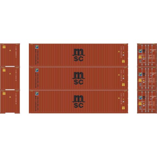 Athearn 17438  40' Corrugated HC Container, MSC/Florens  (3 Pack)