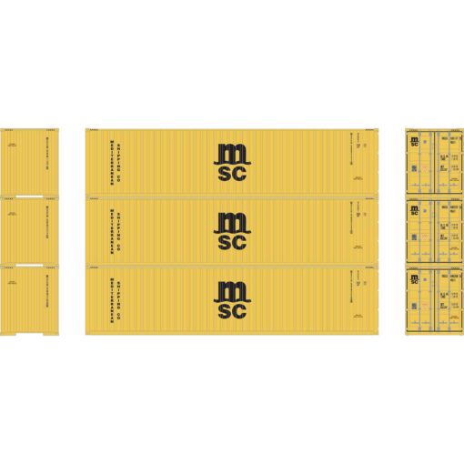 Athearn 17442  N 40' Corrugated HC Container, MSC  (3 Pack)