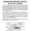 Micro Trains 00322021 (1000-B)   N Bettendorf trucks w/short ext. couplers. 1 pr brown