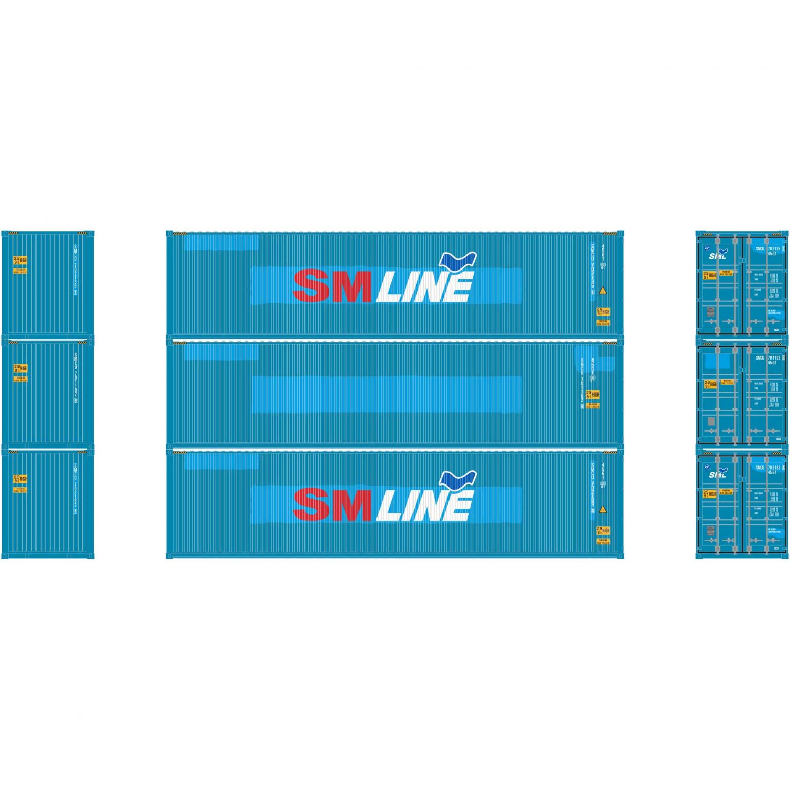 Athearn 17644  N 40' High-Cube Container, SM Line  (3 Pack)