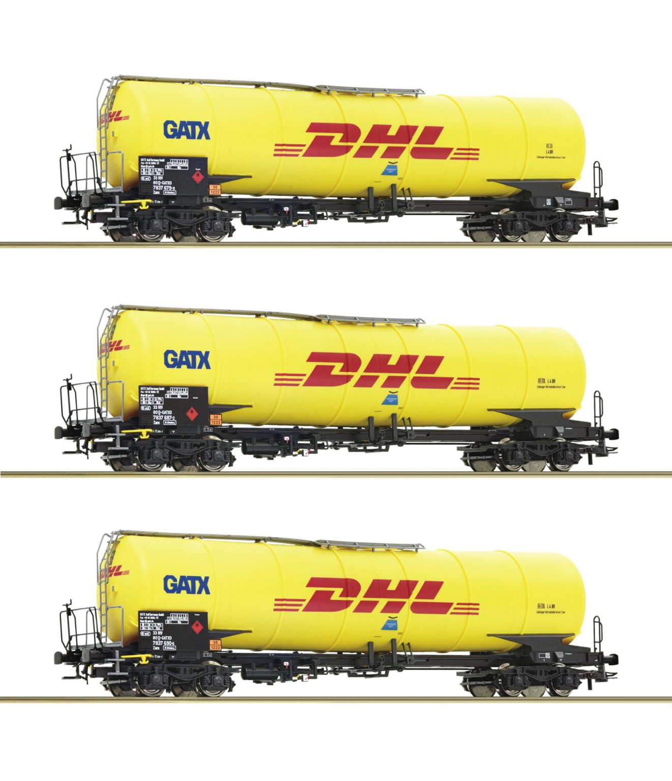 Roco 76029  3 piece set tank wagons, GATX