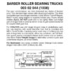 Micro Trains 00302044 (1038)   N Barber Roller Bearing Trucks w/ long ext. couplers (1 pr)