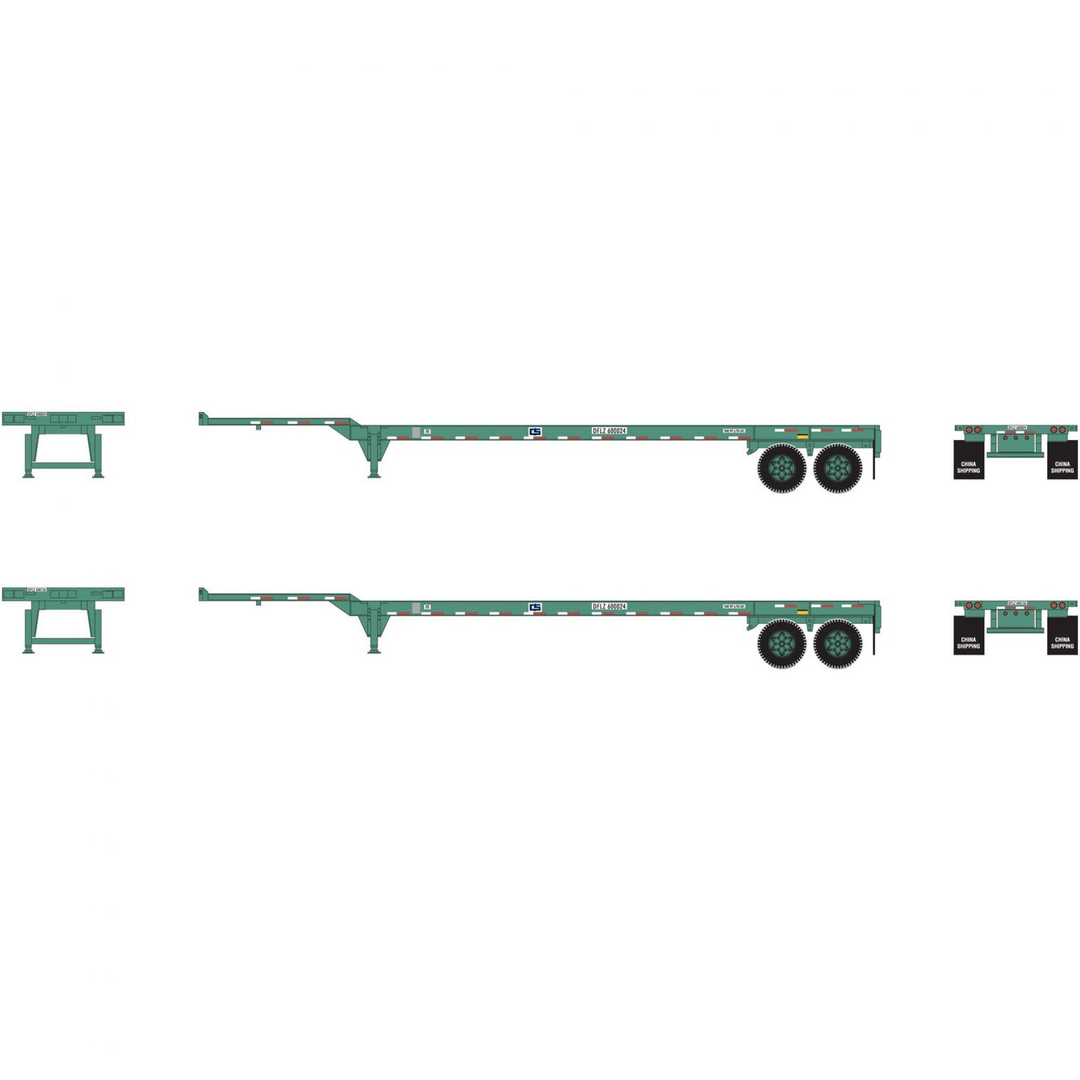 Athearn 26612   45' Container Chassis, China Shipping (2 Pack)
