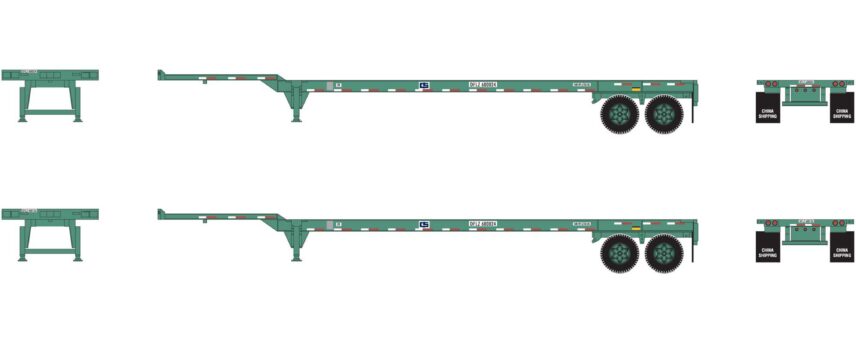 Athearn 26612   45' Container Chassis, China Shipping (2 Pack)