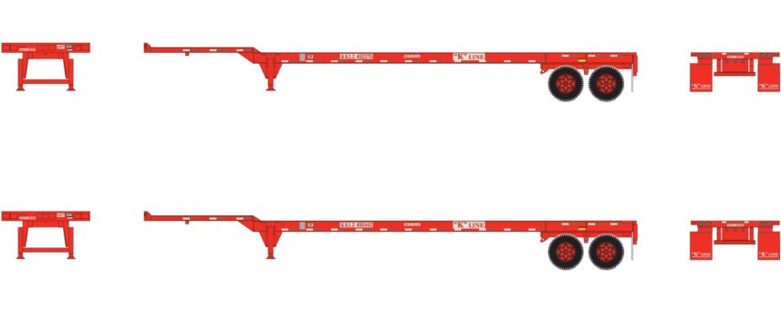 Athearn 26632   45' Container Chassis, K-Line (2 Pack)