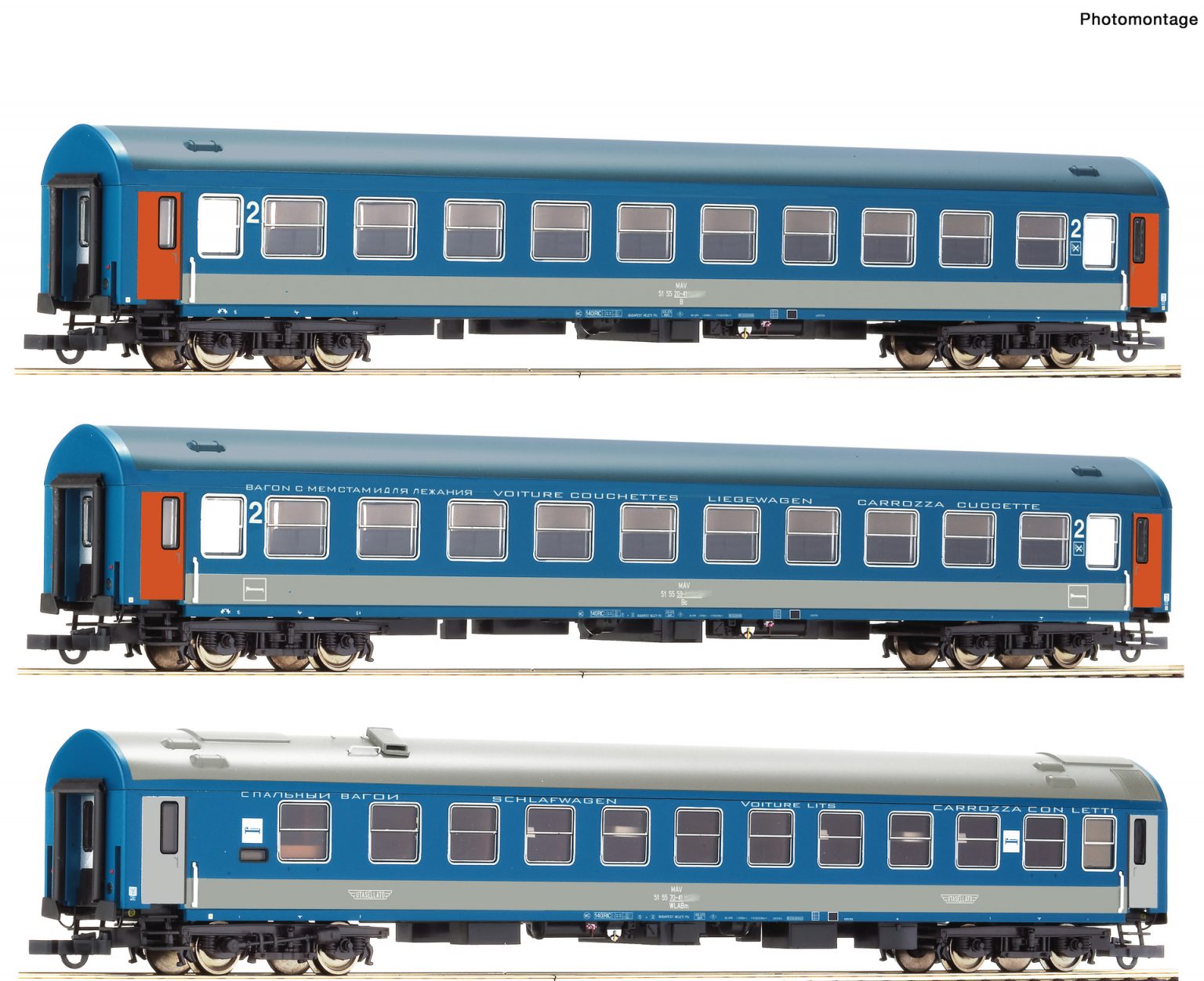 Roco 74188  3 piece set: Passenger coaches "Vindobona/Hungaria", MAV (Set 1)