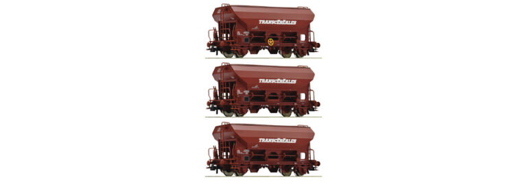 Roco 76033   3 piece set self-unloading hopper wagons, SNCF