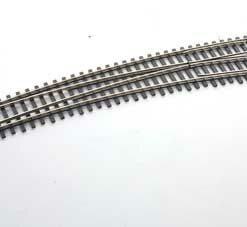 Walthers Track 83064  HO Code 83 Nickel Silver DCC-Friendly Curved Turnout - 24 and 28" Radii - Right Hand