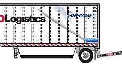 Trainworx 42891-04  28' Pup Van Trailer with Converter Dolly, XPO Logistics/Conway