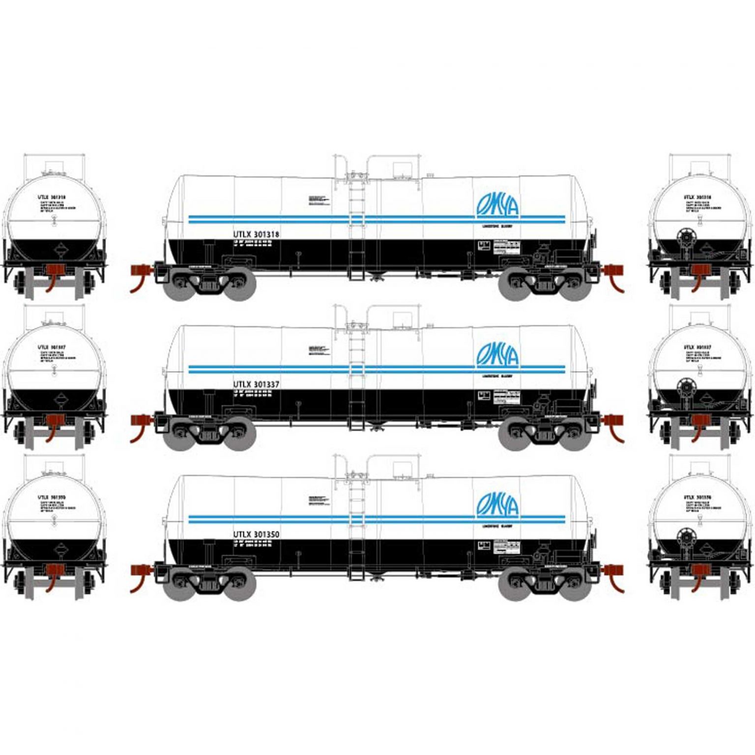 Athearn 16362   16,000-Gallon Clay Slurry Tank, UTLX (3 Pack)