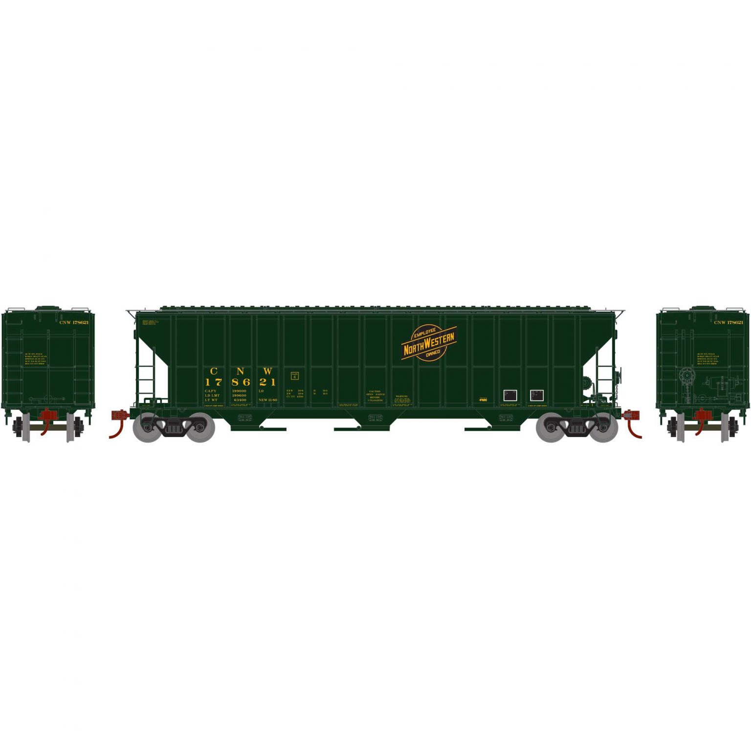 Athearn HO 81559  FMC 4700 Covered Hoppers, C&NW