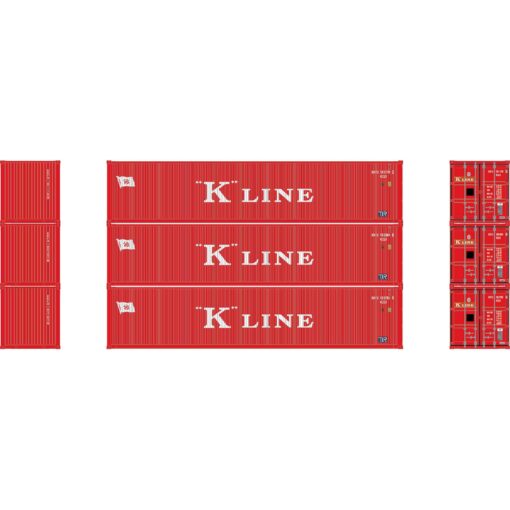 Athearn 27053  40' Corrugated Low Container, K Line (3 Pack)