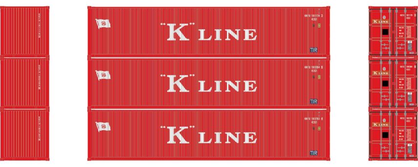 Athearn 27053  40' Corrugated Low Container, K Line (3 Pack)
