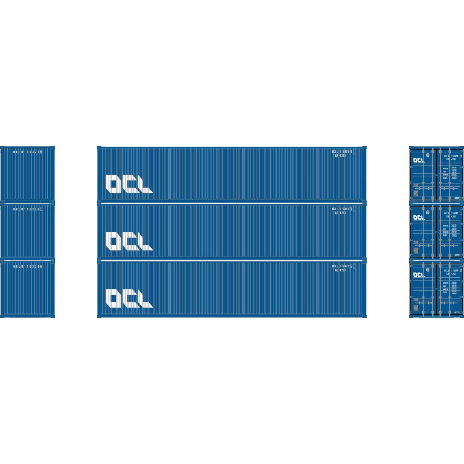 Athearn 27057  HO 40' Corrugated Low Container, OCLU  (3 Pack)