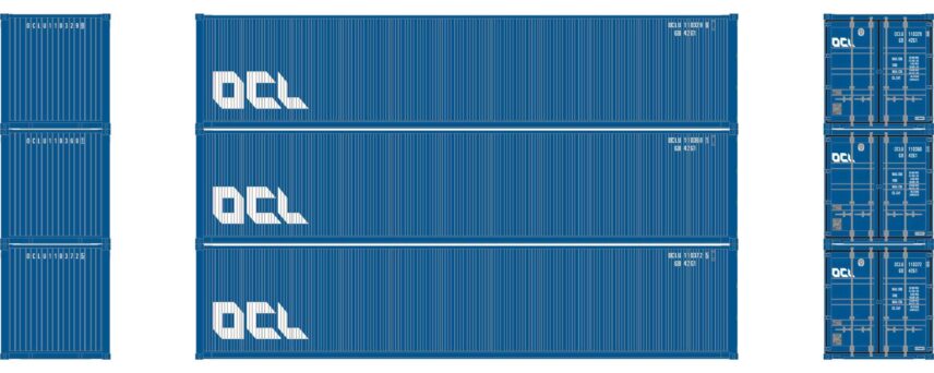 Athearn 27057  HO 40' Corrugated Low Container, OCLU  (3 Pack)