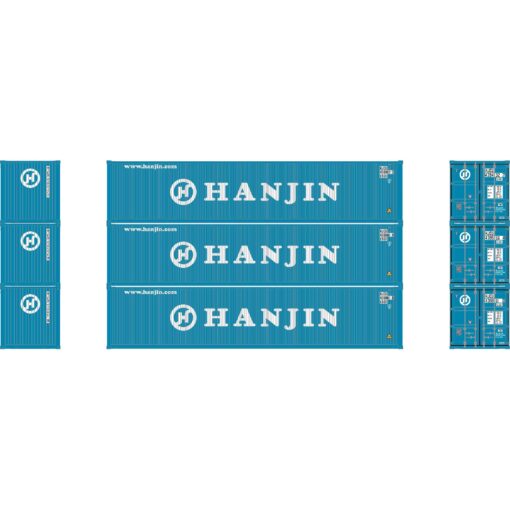 Athearn 27061  HO 40' Corrugated Low Container, Hanjin (3 Pack)