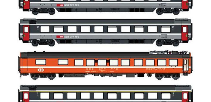 LS Models MW1706  6 pieces Passenger car set EC97 "IRIS" Brussels - Chur, SBB
