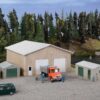 Walthers Cornerstone 4125  Pole Barn and Sheds - Set of Four Buildings