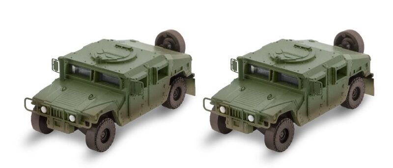 Micro Trains Line 49944002  Olive Drab Weathered Humvee Vehicle 2-Pack