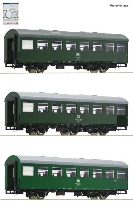 Roco 74071  3 piece set: Passenger coaches “Rekowagen”, DR (Set 2)