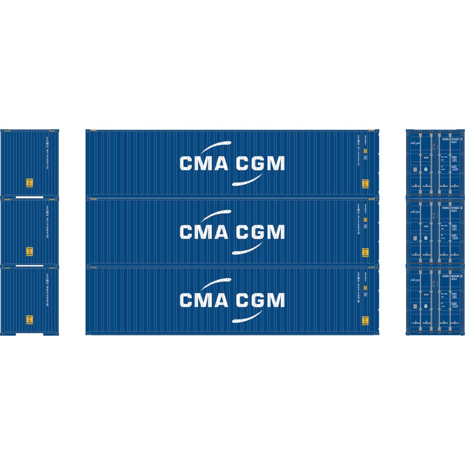 Athearn 28371  HO 40' Corrugated Container, ECMU (3 Pack)