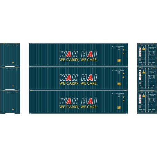 Athearn 29171  40' Corrugated Container, Wan Hai (3 Pack)