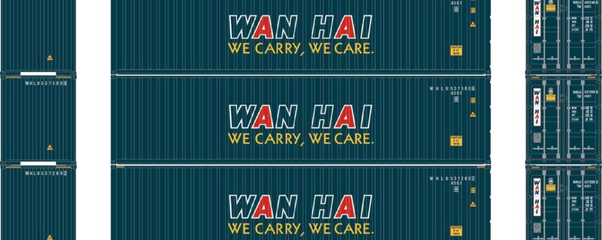 Athearn 29171  40' Corrugated Container, Wan Hai (3 Pack)