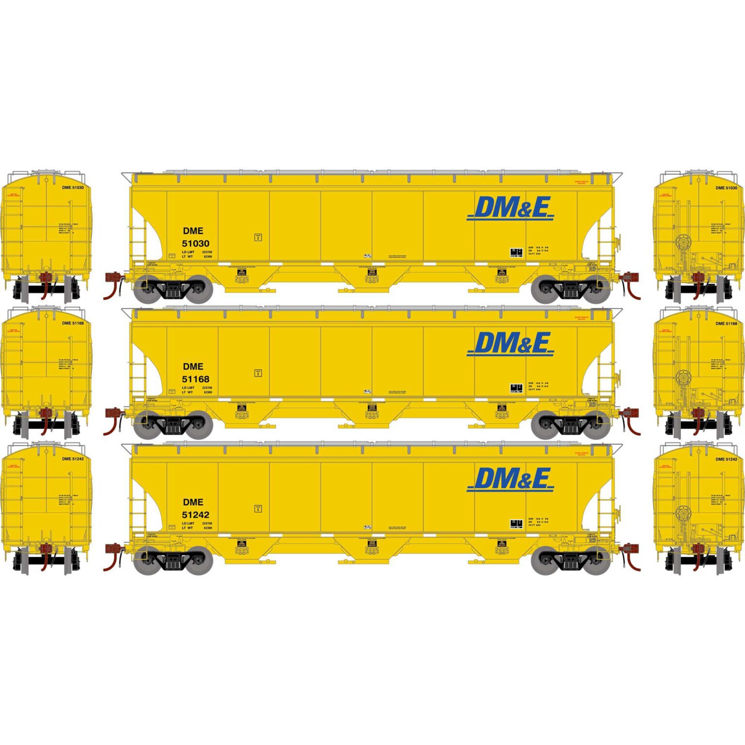 Athearn Genesis 97141   Trinity 3-Bay Hoppers, DM&E #51030/51168/51242 (3 Pack)