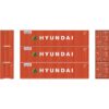Athearn 28387  HO 40' Corrugated Container, Hyundai (3 Pack)