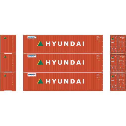 Athearn 28387  HO 40' Corrugated Container, Hyundai (3 Pack)