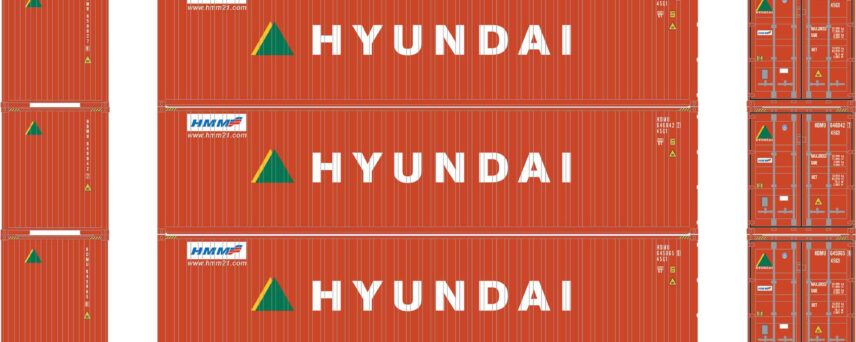 Athearn 28387  HO 40' Corrugated Container, Hyundai (3 Pack)