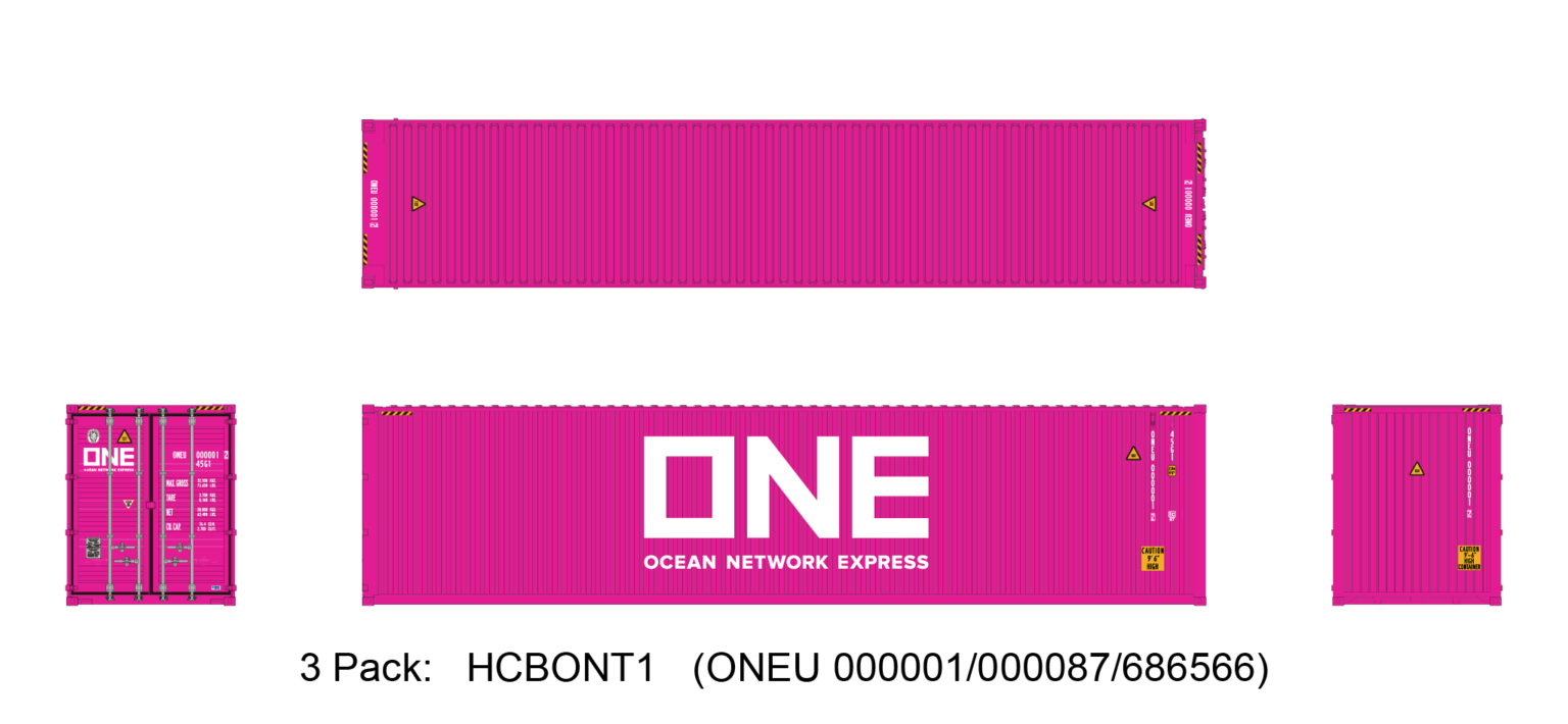 Aurora Miniatures HCBONT1 40ft Containers 3 Pack, ONE Magenta #1 (ONEU 000001/000087/686566)