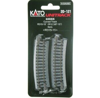 Kato 20121  N 315mm (12 3/8") Radius 15º Curve Track [4 pcs]